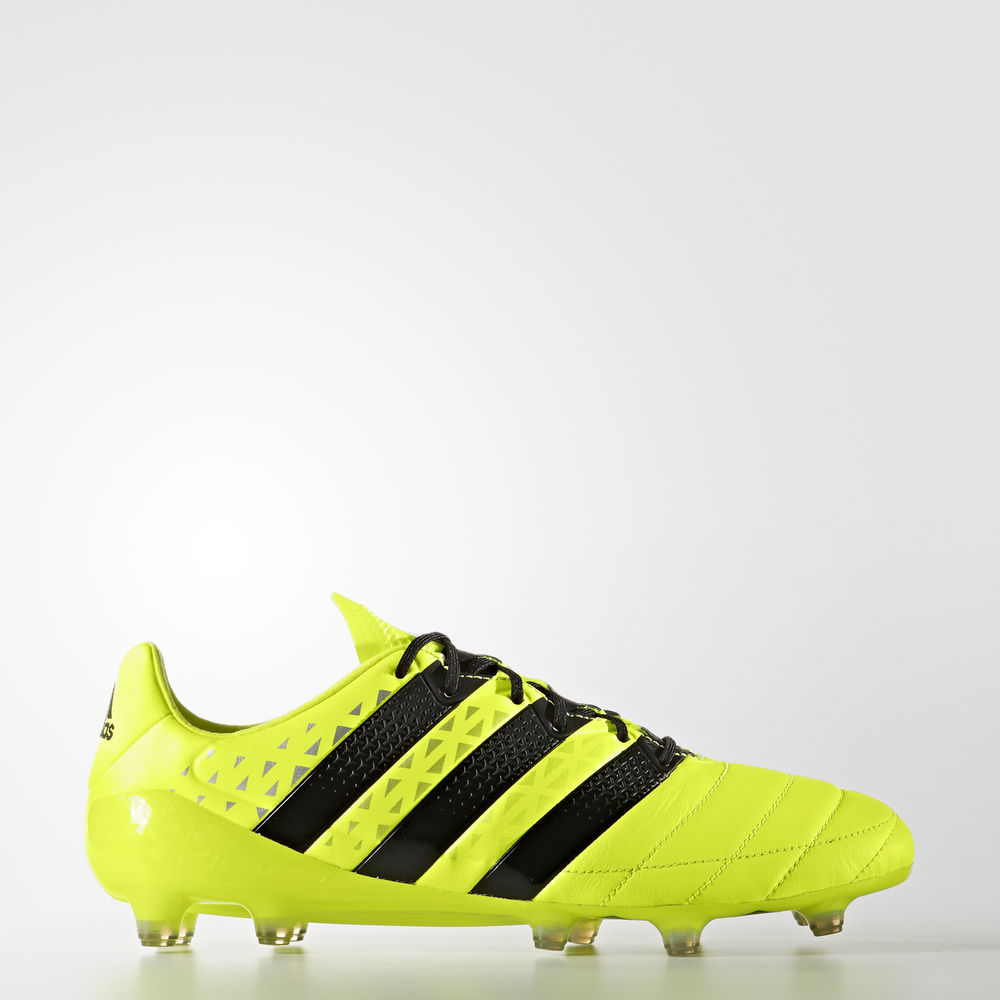 Adidas Ace 16.1 δερματινα Firm Ground - ποδοσφαιρικα παπουτσια γυναικεια - Κίτρινα/Μαυρα/Ασημι Μεταλ